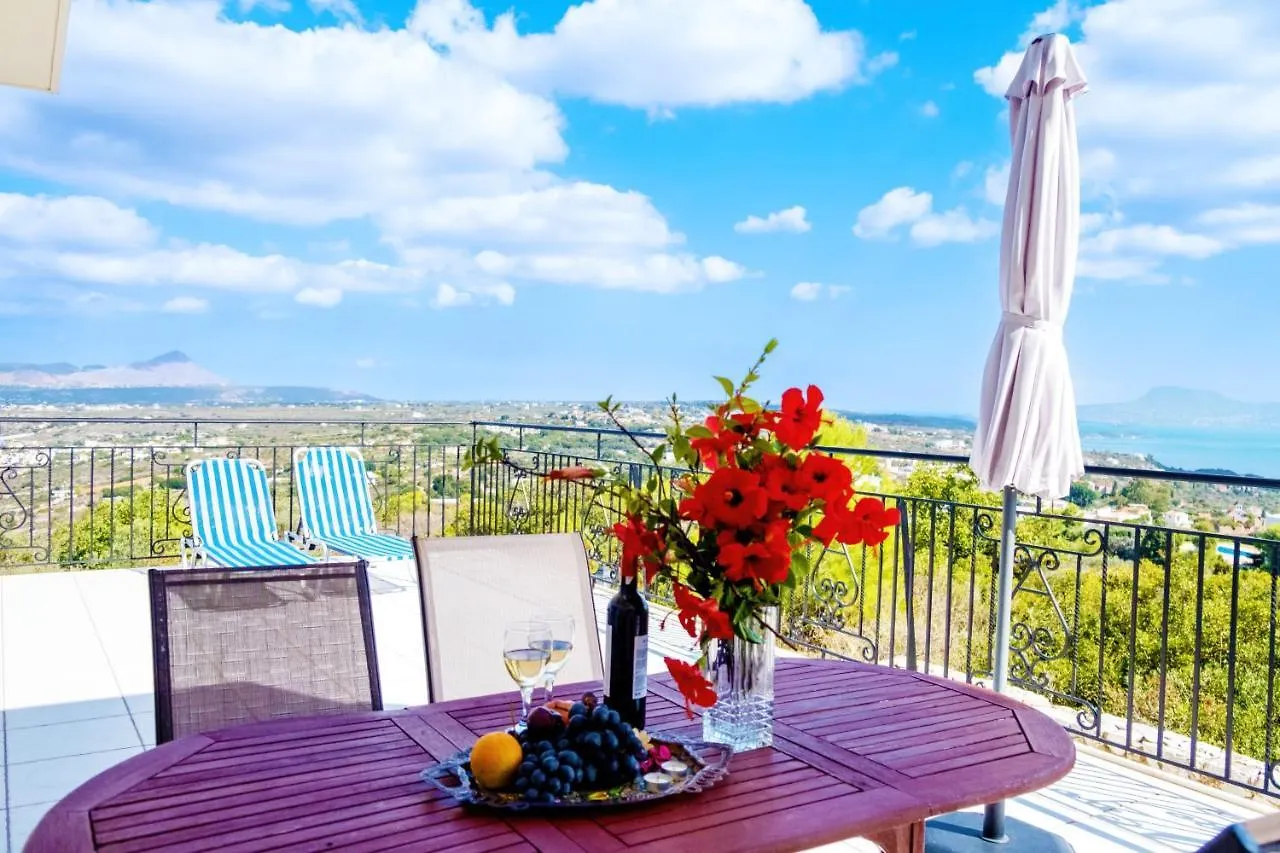 Villa Afroditi In Chania Near Airport With Private Pool, Free Wi-Fi, Souda Bay Views, Garden Oasis Kounoupidhiana